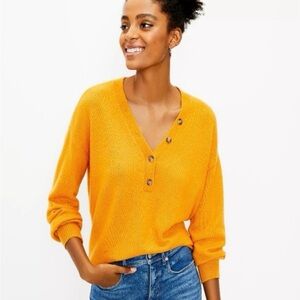 NWT Loft mustard half button sweater - small